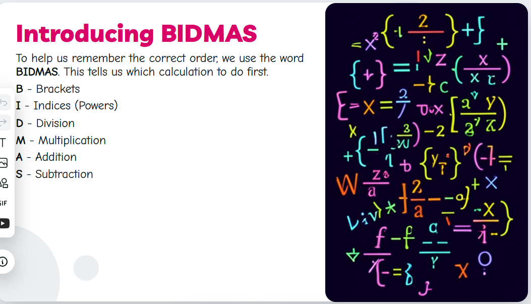 AI generated BODMAS slide